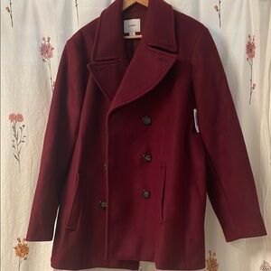 Old Navy Burgundy Double-Breasted Pea Coat